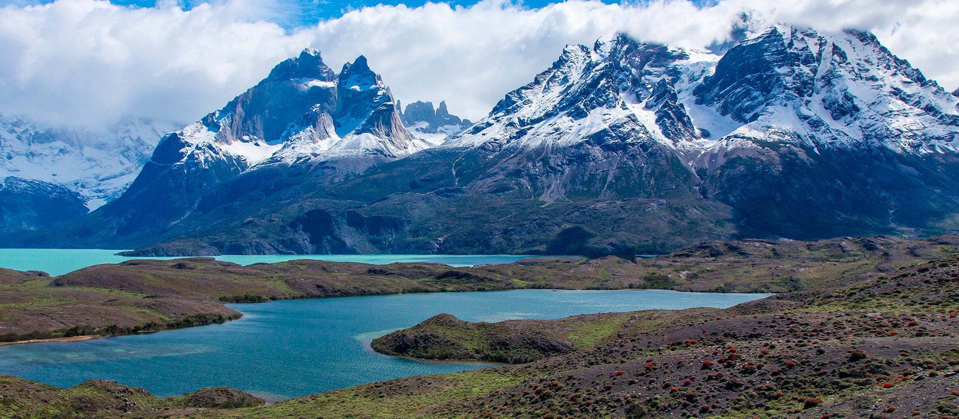 Glacier and mountain peaks in Patagonia